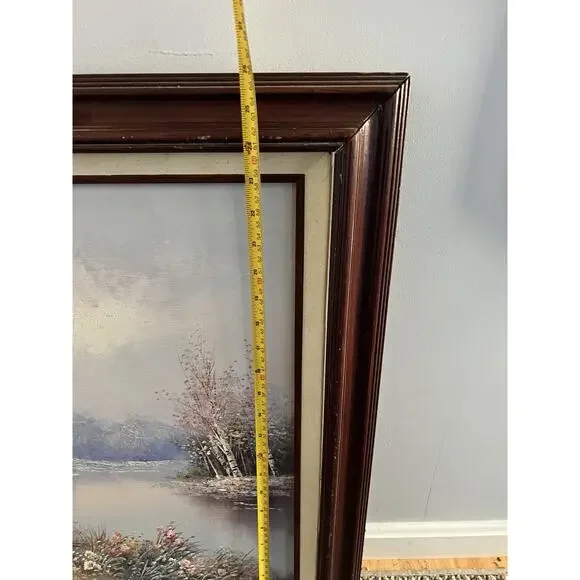 Vintage Original Oil Canvas Mother Daughter Forest Of Flowers Signed Walton